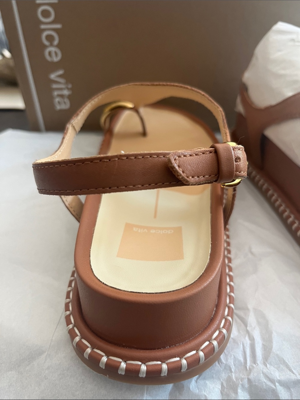 Dolce Vita Brown Saddle Leather Stefan Sandal - Picture 4 of 9